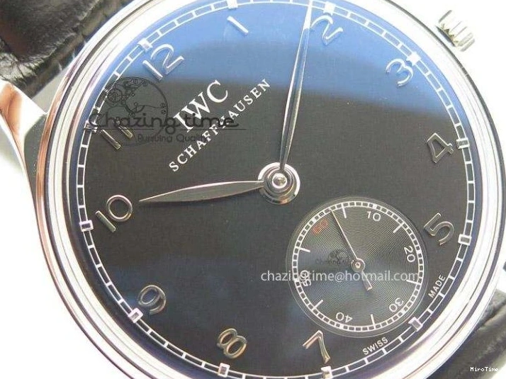 MIROTIME 0425 Portuguese IW545407 Black Dial ZF 1:1 Best Edition On Dark Blue Leather Strap DailyWear 7337